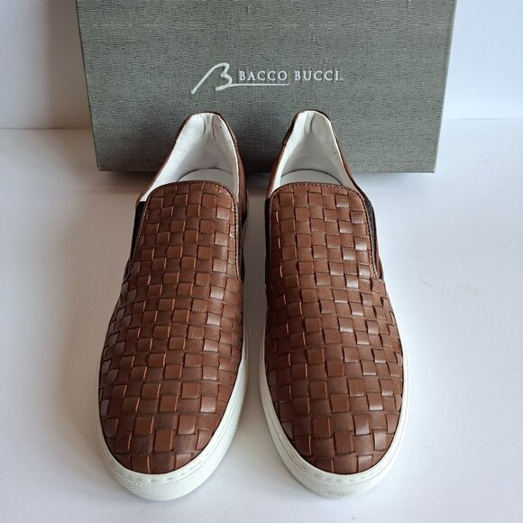 NEW Bacco Bucci Woven Brown Leather Slip-on Shoes Size 11 main image 9